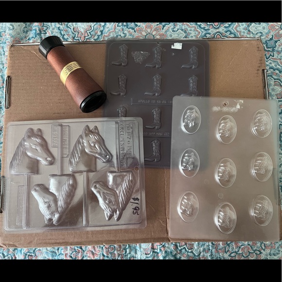 SOLD! 2/$15 Chocolate Horse Cowgirl molds and FREE chocolate grinder mill